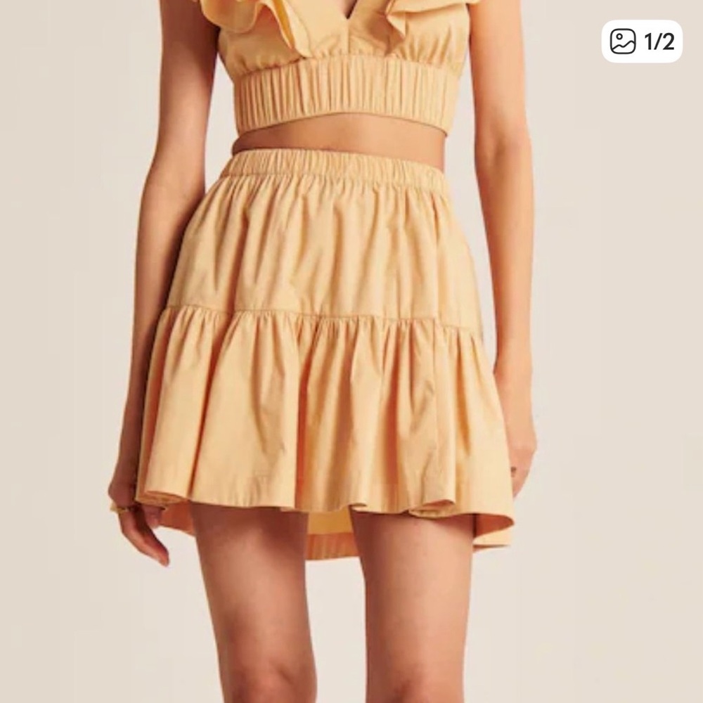 Abercrombie & Fitch Yellow Poplin Ruffle Skirt